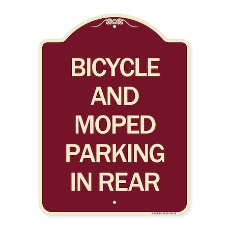 Signmission Bicycle and Moped Parking in Rear Heavy-Gauge Aluminum Architectural Sign, 24" x 18", BU-1824-24326 A-DES-BU-1824-24326